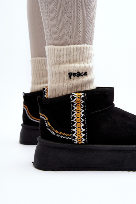 Platform snowboots met patroon in zwart Udra Platform snowboots met patroon in zwart Udra