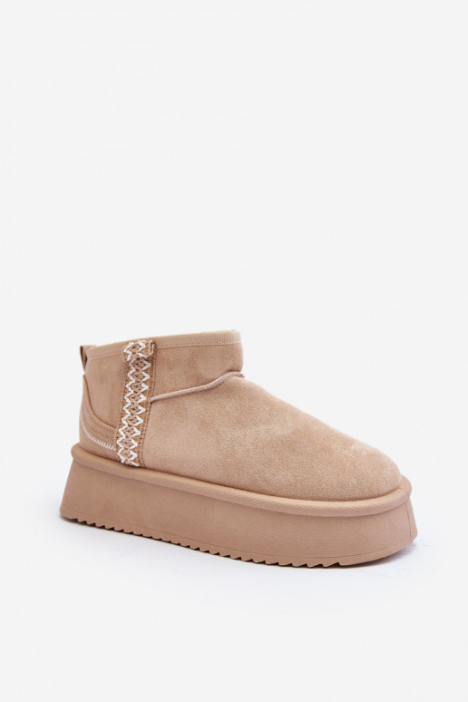Platform snowboots met patroon in beige Udra Platform snowboots met patroon in beige Udra