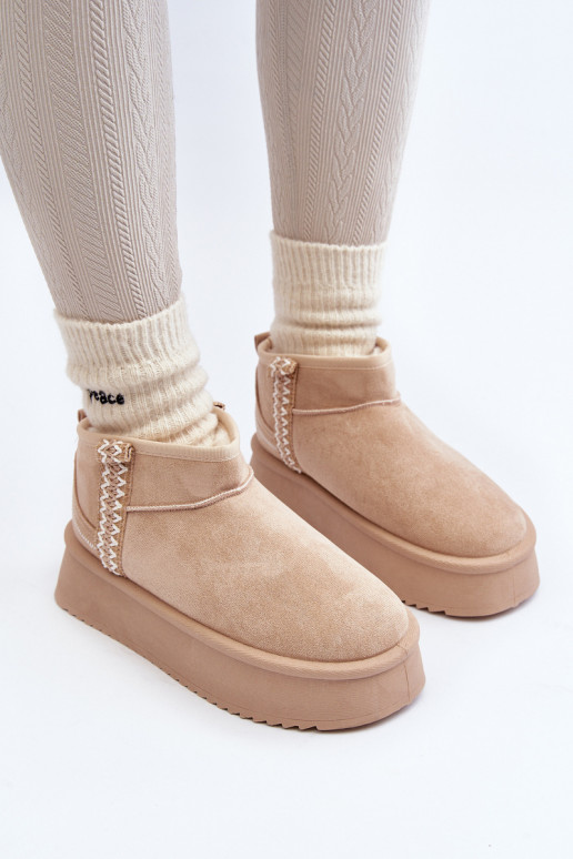 Platform snowboots met patroon in beige Udra Platform snowboots met patroon in beige Udra