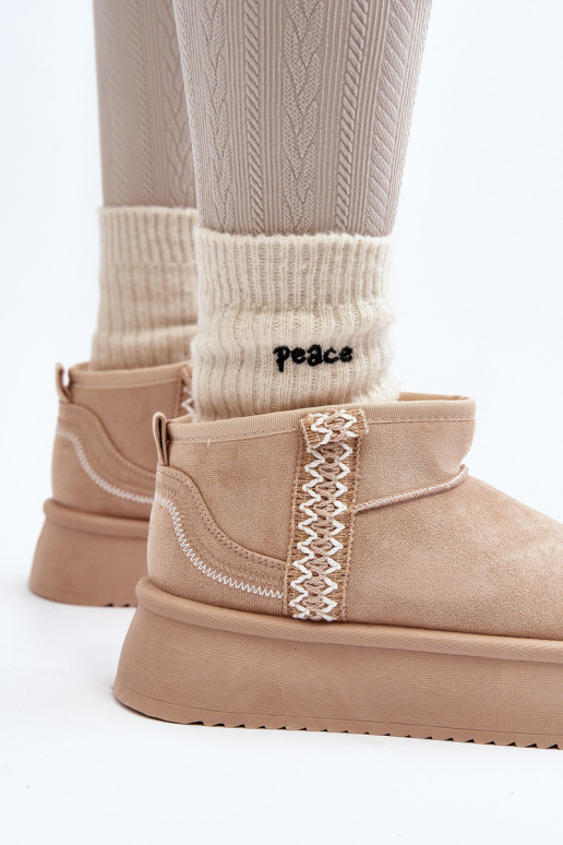 Platform snowboots met patroon in beige Udra Platform snowboots met patroon in beige Udra