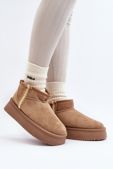 Platform snowboots met patroon in bruin Udra 2