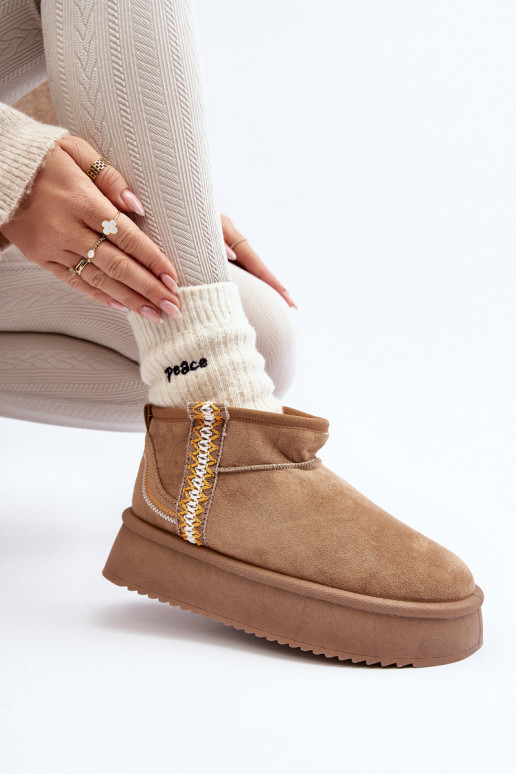 Platform snowboots met patroon in bruin Udra Platform snowboots met patroon in bruin Udra