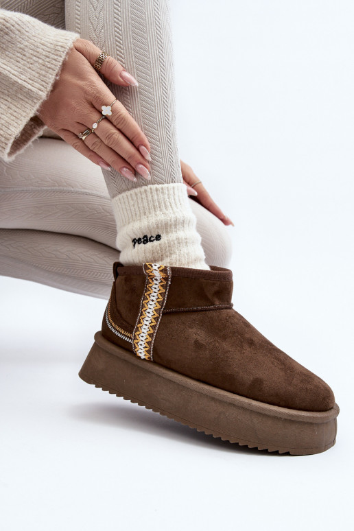 Platform snowboots met patroon in kaki Udra Platform snowboots met patroon in kaki Udra