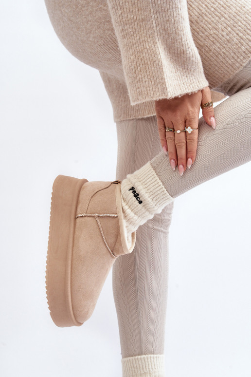 snowboots met massieve zool beige Caliksa