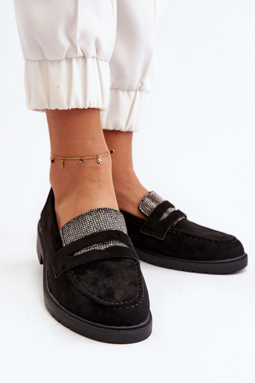 Versierde mocassins in zwarte kleur voor Dananei Versierde mocassins in zwarte kleur voor Dananei