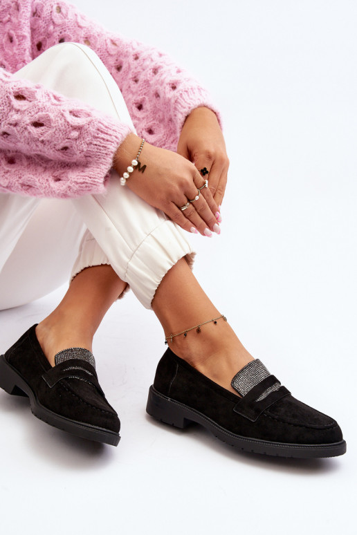 Versierde mocassins in zwarte kleur voor Dananei Versierde mocassins in zwarte kleur voor Dananei