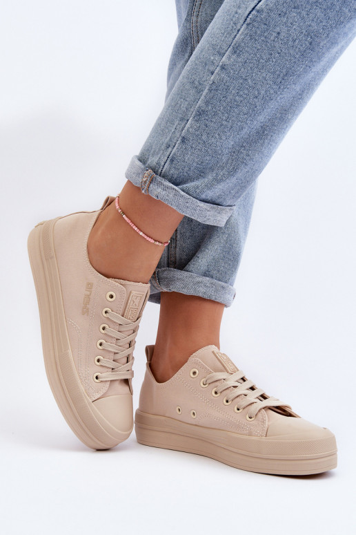 Textiel sneakers beige kleur Staneva