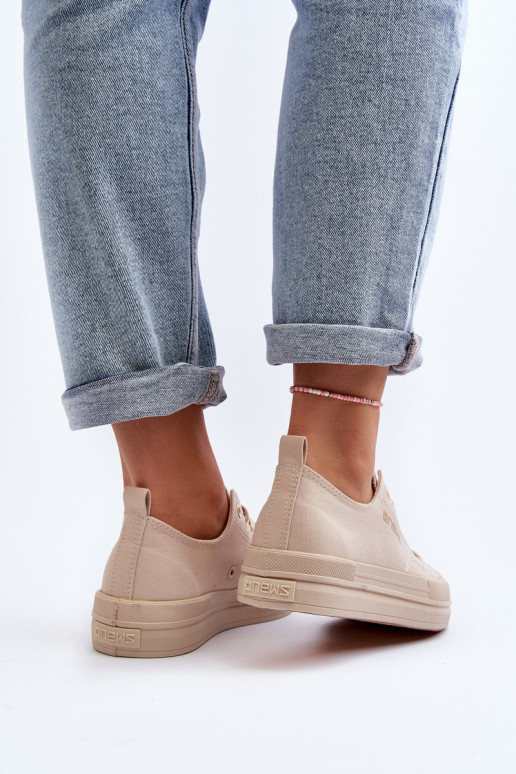 Textiel sneakers beige kleur Staneva