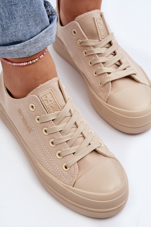 Textiel sneakers beige kleur Staneva