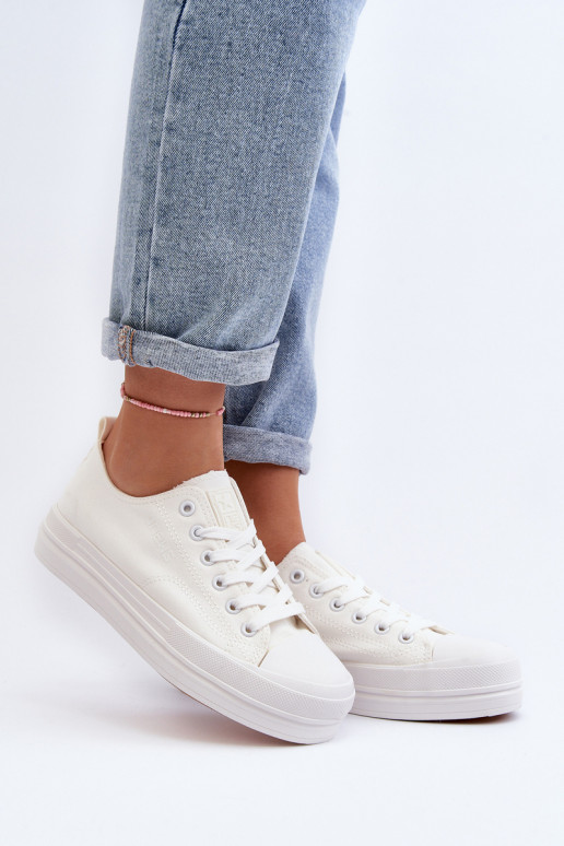 Textiel sneakers in witte kleur Staneva