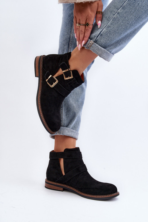 Laarzen met brede hakken met strepen in zwarte Melviana Laarzen met brede hakken met strepen in zwarte Melviana