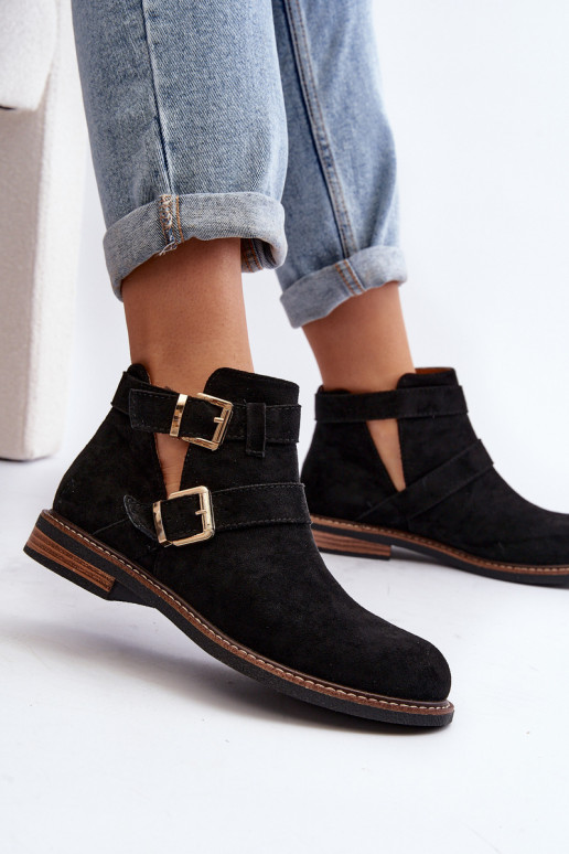 Laarzen met brede hakken met strepen in zwarte Melviana Laarzen met brede hakken met strepen in zwarte Melviana