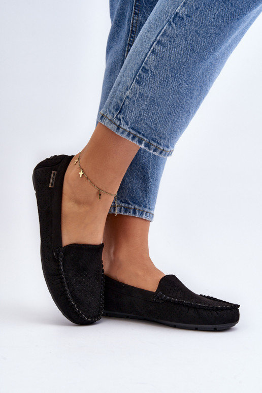 met opengewerkte elementen Mocassins zwarte kleur Rasirna met opengewerkte elementen Mocassins zwarte kleur Rasirna