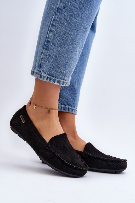 met opengewerkte elementen Mocassins zwarte kleur Rasirna met opengewerkte elementen Mocassins zwarte kleur Rasirna