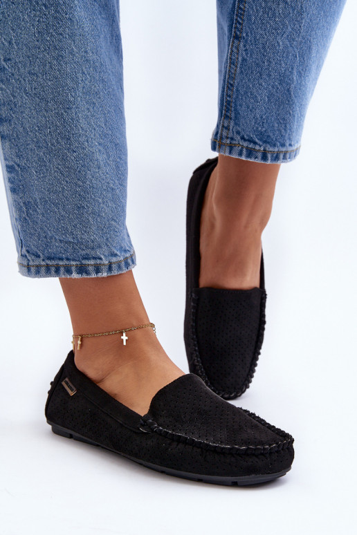 met opengewerkte elementen Mocassins zwarte kleur Rasirna met opengewerkte elementen Mocassins zwarte kleur Rasirna