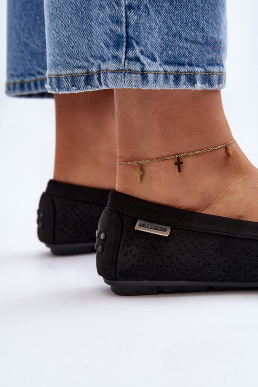 met opengewerkte elementen Mocassins zwarte kleur Rasirna met opengewerkte elementen Mocassins zwarte kleur Rasirna