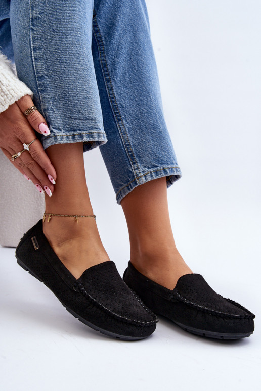 met opengewerkte elementen Mocassins zwarte kleur Rasirna met opengewerkte elementen Mocassins zwarte kleur Rasirna