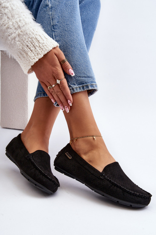 met opengewerkte elementen Mocassins zwarte kleur Rasirna met opengewerkte elementen Mocassins zwarte kleur Rasirna