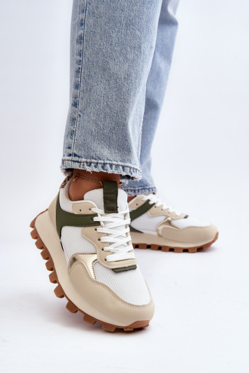 Sneakers model schoenen sportschoenen beige-groene kleur Ralita