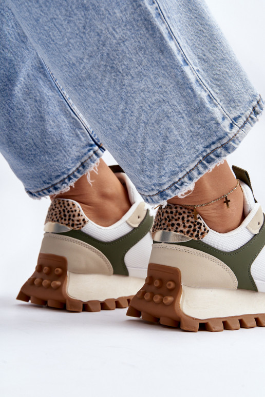 Sneakers model schoenen sportschoenen beige-groene kleur Ralita Sneakers model schoenen sportschoenen beige-groene kleur Ralita