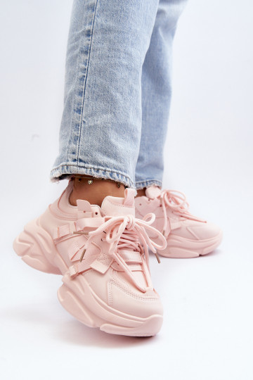 Sneakers model schoenen met modieuze massieve zolen in roze kleur Windamella