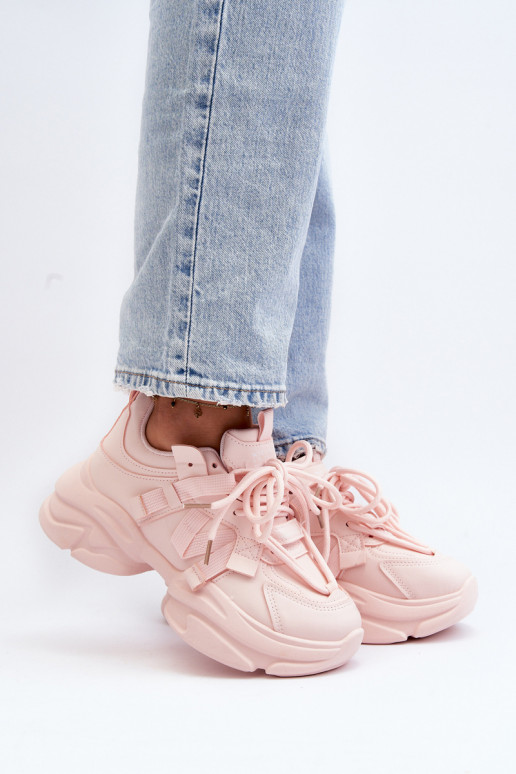 Sneakers model schoenen met modieuze massieve zolen in roze kleur Windamella