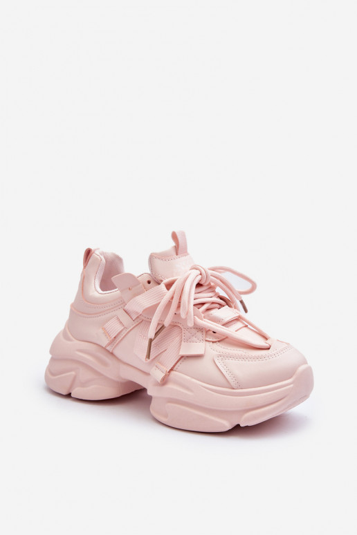 Sneakers model schoenen met modieuze massieve zolen in roze kleur Windamella