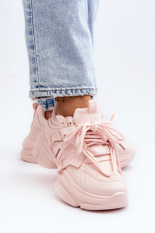 Sneakers model schoenen met modieuze massieve zolen in roze kleur Windamella