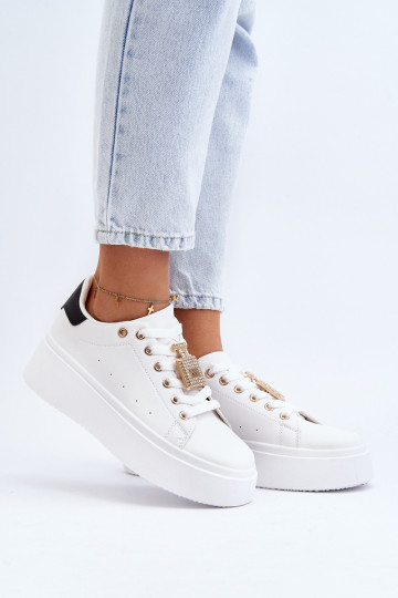 Sneakers model schoenen met ornamenten in witte kleur Celedria 2
