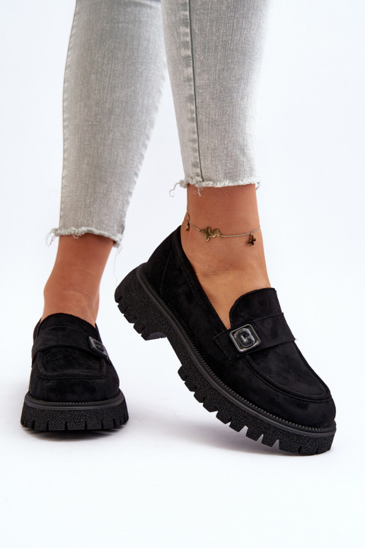 damesmocassins met bandjes in de kleur Flanila zwart