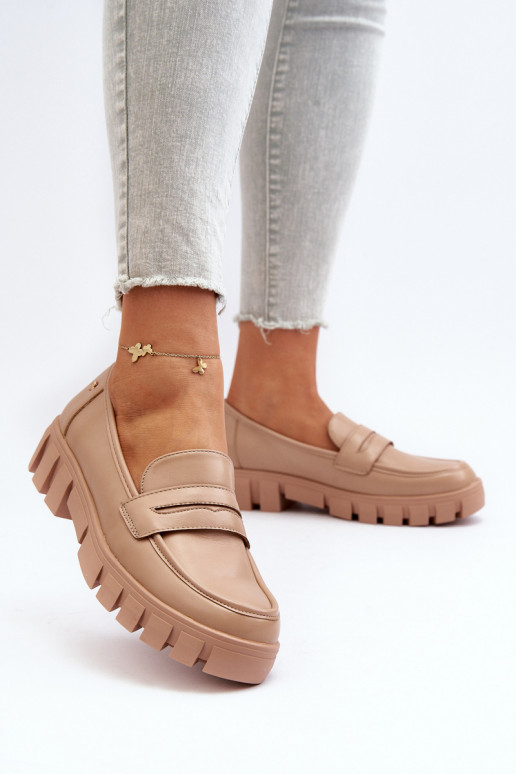 Mocassins gemaakt van eco-leer beige Seravisa