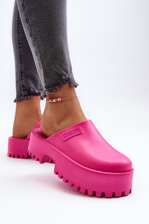 Damespantoffels met modieuze massieve zolen Big Star NN274019 roze kleur Damespantoffels met modieuze massieve zolen Big Star NN274019 roze kleur