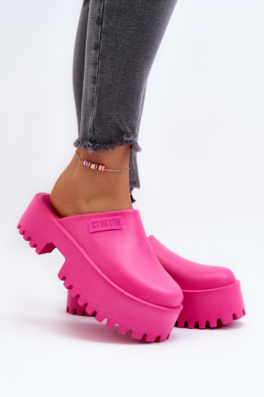 Damespantoffels met modieuze massieve zolen Big Star NN274019 roze kleur Damespantoffels met modieuze massieve zolen Big Star NN274019 roze kleur