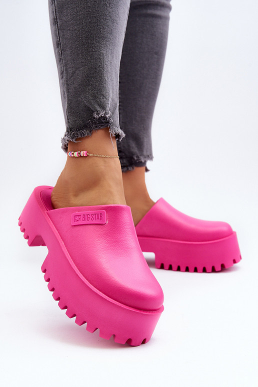 Damespantoffels met modieuze massieve zolen Big Star NN274019 roze kleur Damespantoffels met modieuze massieve zolen Big Star NN274019 roze kleur