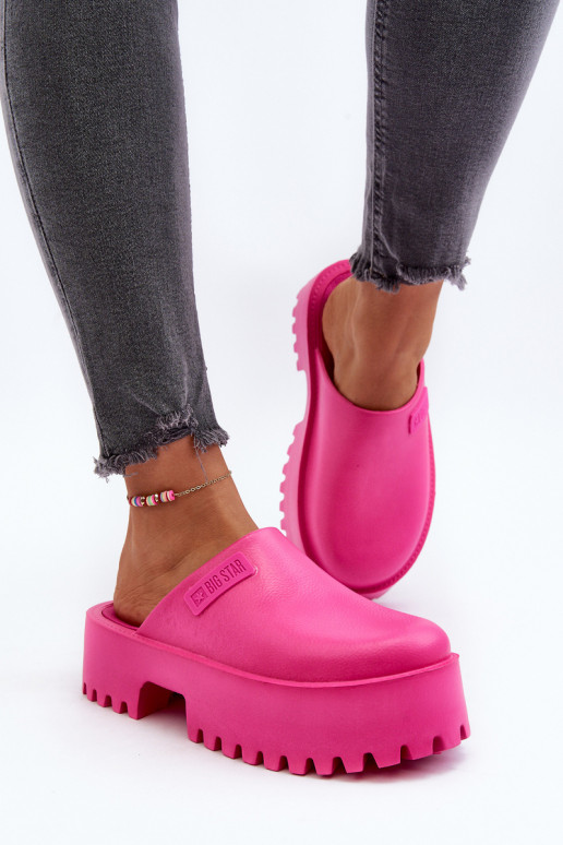 Damespantoffels met modieuze massieve zolen Big Star NN274019 roze kleur Damespantoffels met modieuze massieve zolen Big Star NN274019 roze kleur