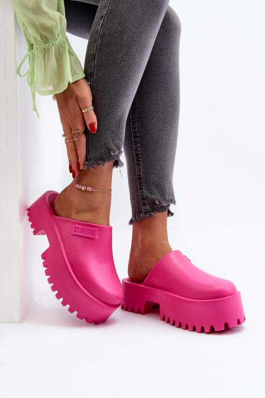 Damespantoffels met modieuze massieve zolen Big Star NN274019 roze kleur Damespantoffels met modieuze massieve zolen Big Star NN274019 roze kleur