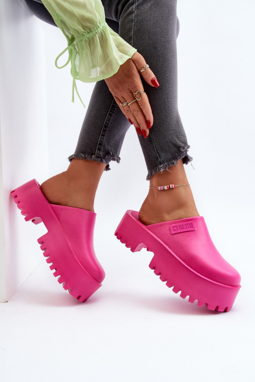 Damespantoffels met modieuze massieve zolen Big Star NN274019 roze kleur Damespantoffels met modieuze massieve zolen Big Star NN274019 roze kleur