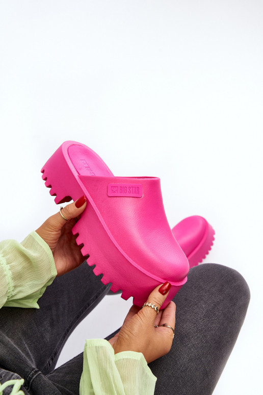 Damespantoffels met modieuze massieve zolen Big Star NN274019 roze kleur Damespantoffels met modieuze massieve zolen Big Star NN274019 roze kleur