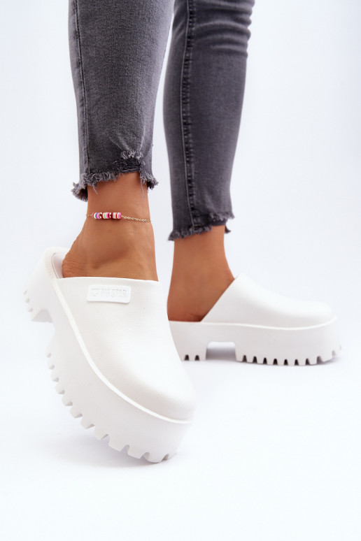 Slippers met modieuze massieve zolen Big Star NN274015 witte kleur