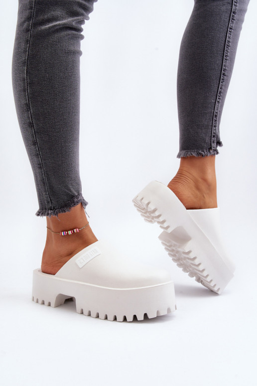 Slippers met modieuze massieve zolen Big Star NN274015 witte kleur