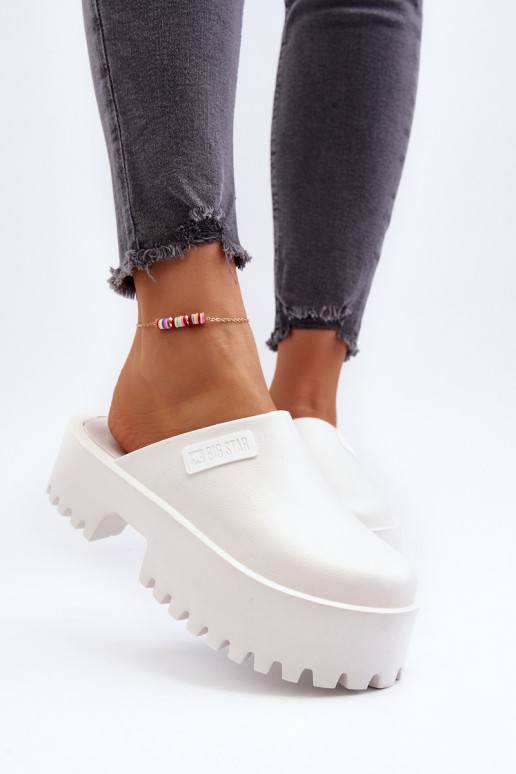 Slippers met modieuze massieve zolen Big Star NN274015 witte kleur