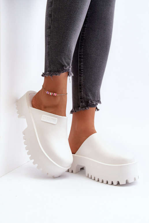 Slippers met modieuze massieve zolen Big Star NN274015 witte kleur