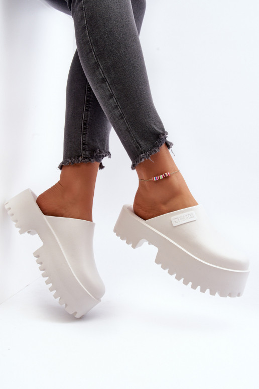 Slippers met modieuze massieve zolen Big Star NN274015 witte kleur