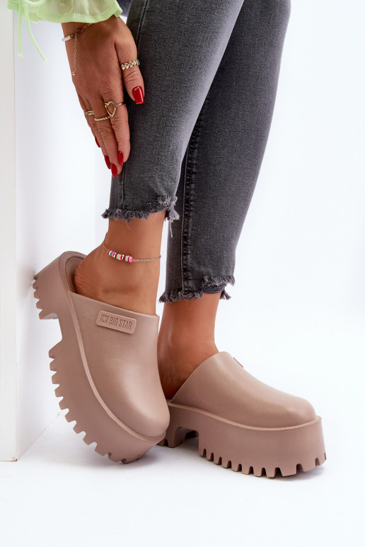 Slippers met modieuze massieve zool Big Star NN274016 beige