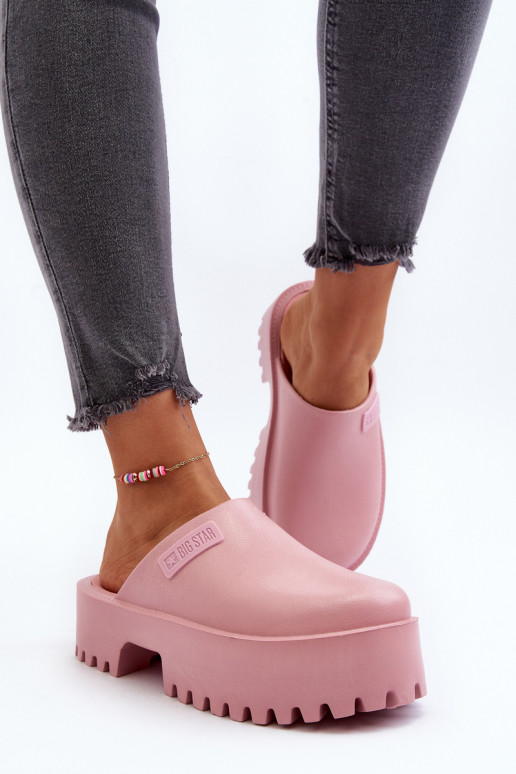 Slippers met modieuze massieve zolen Big Star NN274020 roze kleur