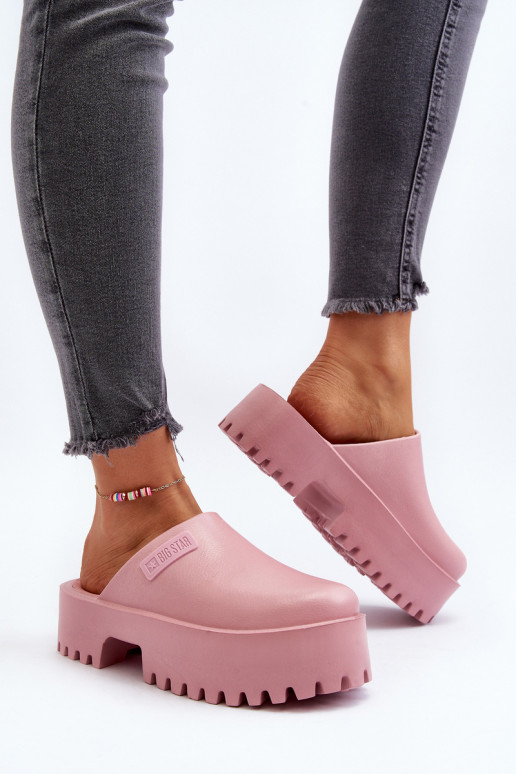Slippers met modieuze massieve zolen Big Star NN274020 roze kleur