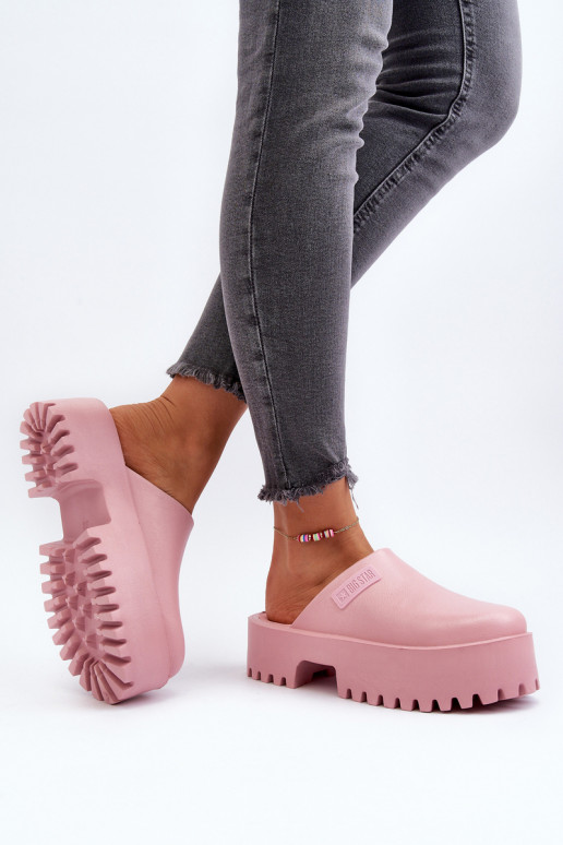 Slippers met modieuze massieve zolen Big Star NN274020 roze kleur