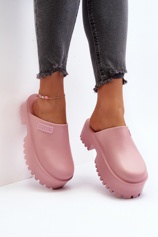 Slippers met modieuze massieve zolen Big Star NN274020 roze kleur