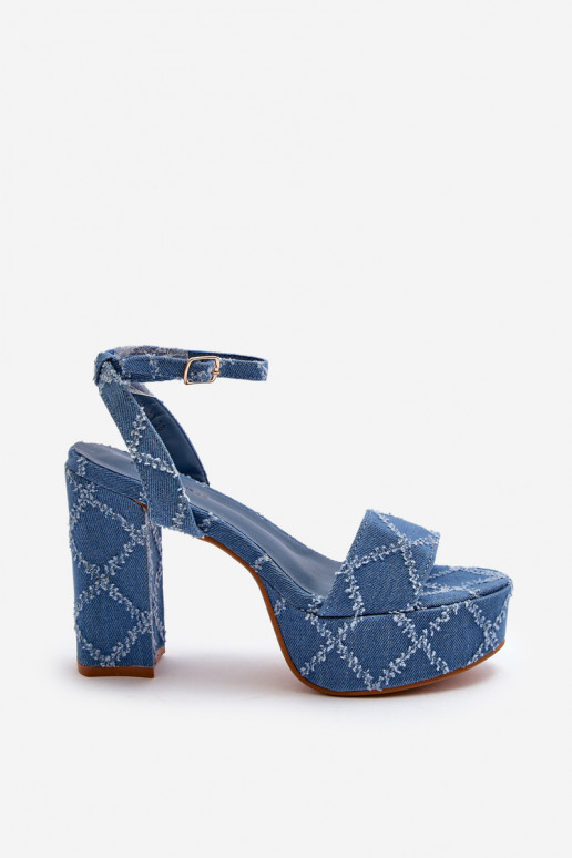 Denim sandalen met hakken in de blauwe kleur Acrana