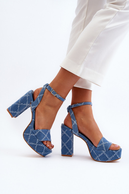 Denim sandalen met hakken in de blauwe kleur Acrana